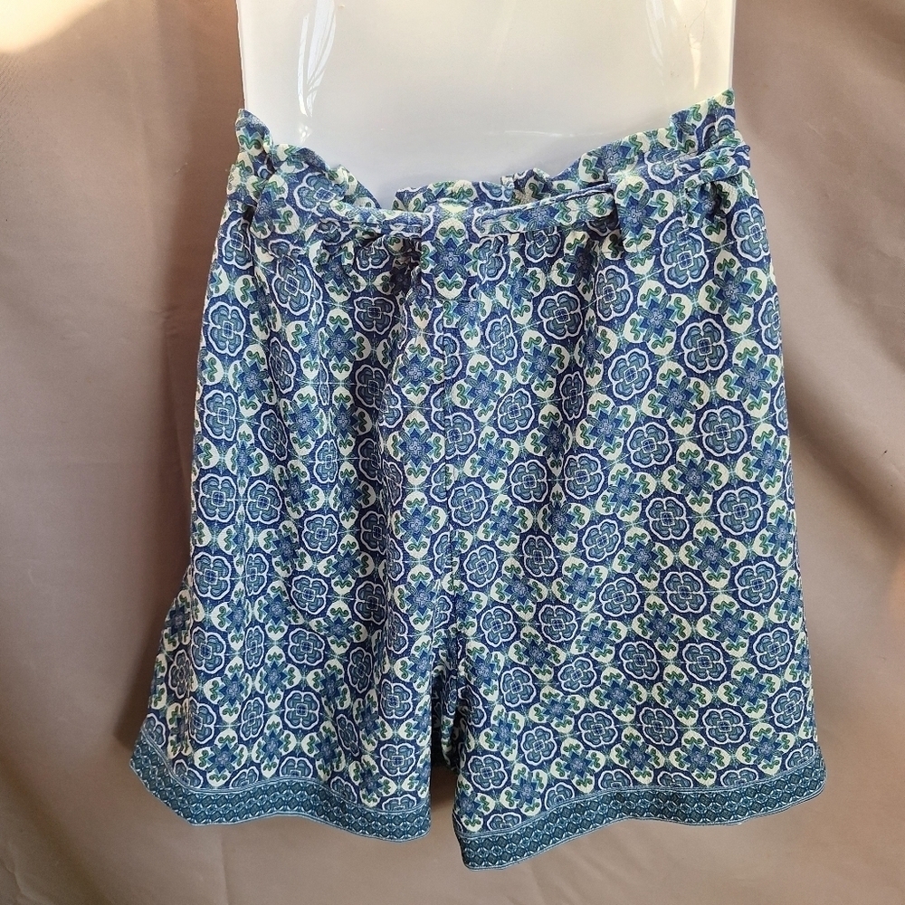 NWT Max Studio Shorts Paperbag Waist & Belt Blue & White Lightweight XLarge - Picture 4 of 11